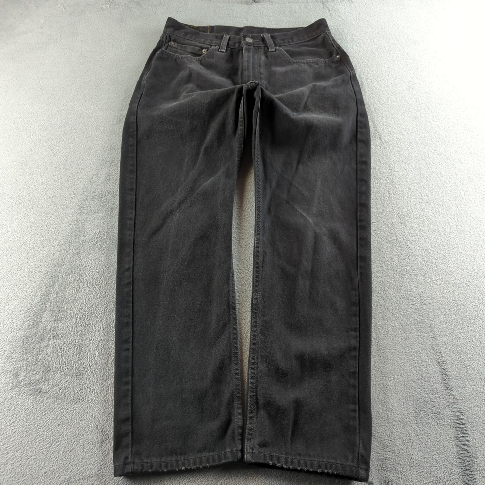 Levis Jeans Mens 34x32 (Fits 32x32) Black Faded 505 Straight Denim Cotton Pants